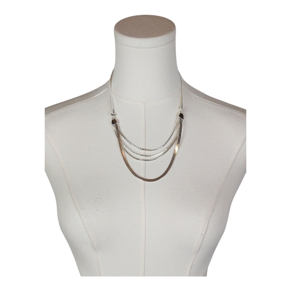 Napier Silver Tone Layered Snake Chain Necklace Adjustable Lobster Clasp - Picture 1 of 6